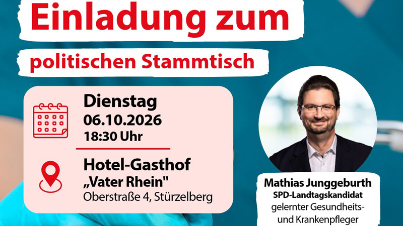 Gesundheit vor Ort: SPD Zons-Stürzelberg lädt zum politischen Stammtisch ein